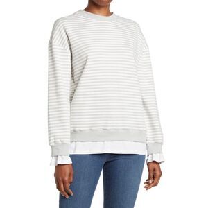 Nordstrom Cali Be Layered Striped Oversized Sweatshirt NWT NEW XS